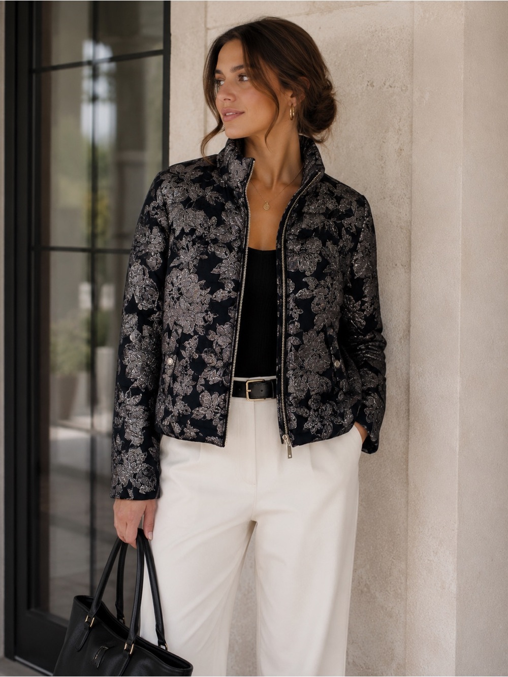 NWT Lilly Pulitzer Emelyn Brocade Jacket Noir Moonlight Dance Metallic Floral 00